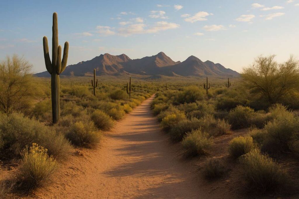 Wide open desert landscape on Brownâs Ranch Trail in Scottsdale AZ