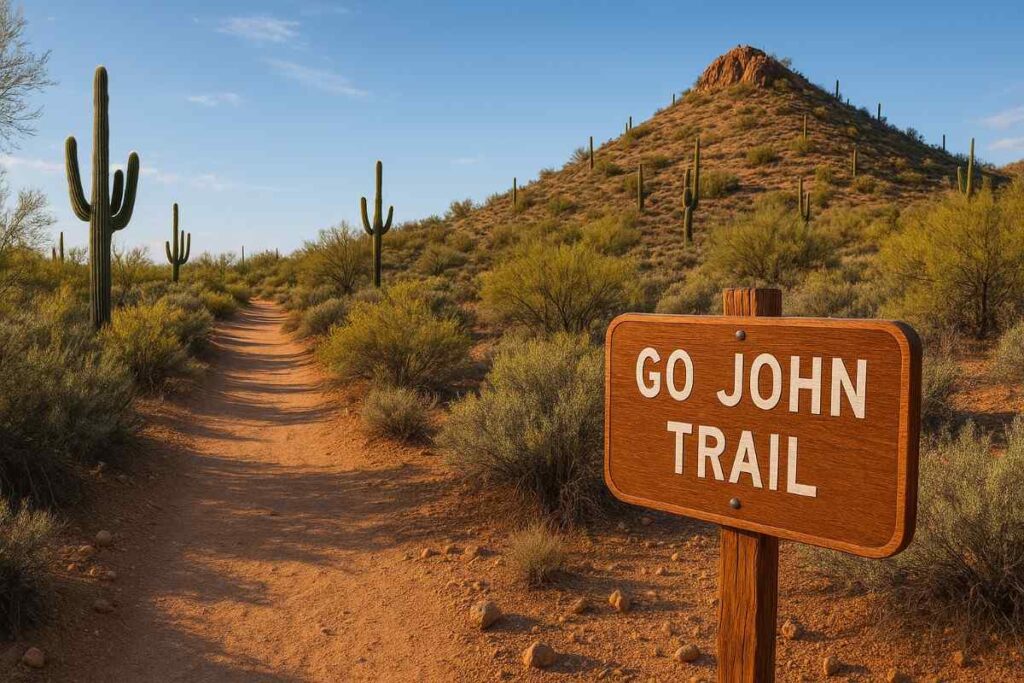 Mountain views and cactus-lined paths on Go John Trail near Scottsdale
