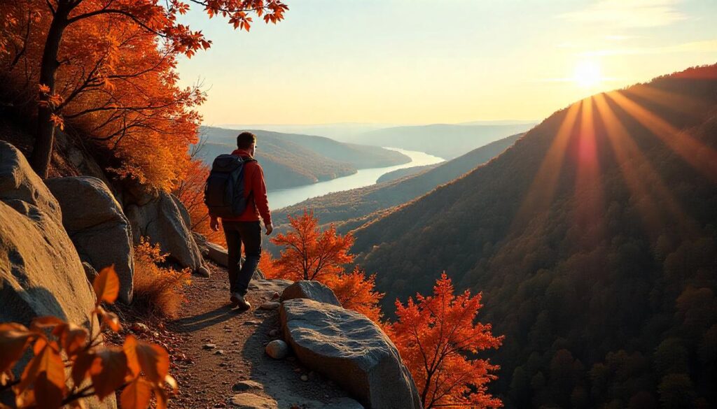 Breakneck Ridge Trail with rocky climb and river view