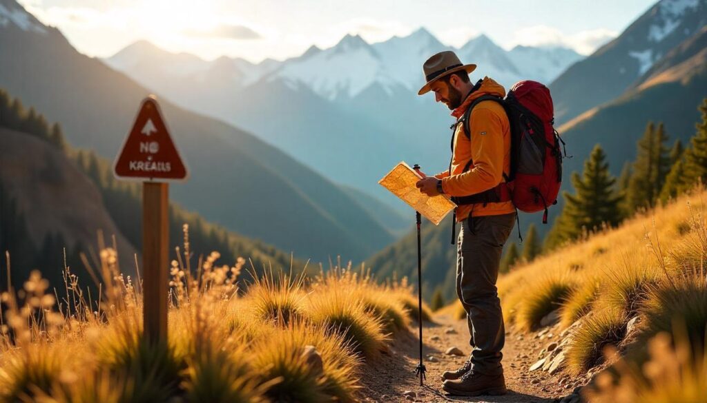 Prepared hiker on a Colorado trail practicing safety and Leave No Trace with proper gear and trail etiquette