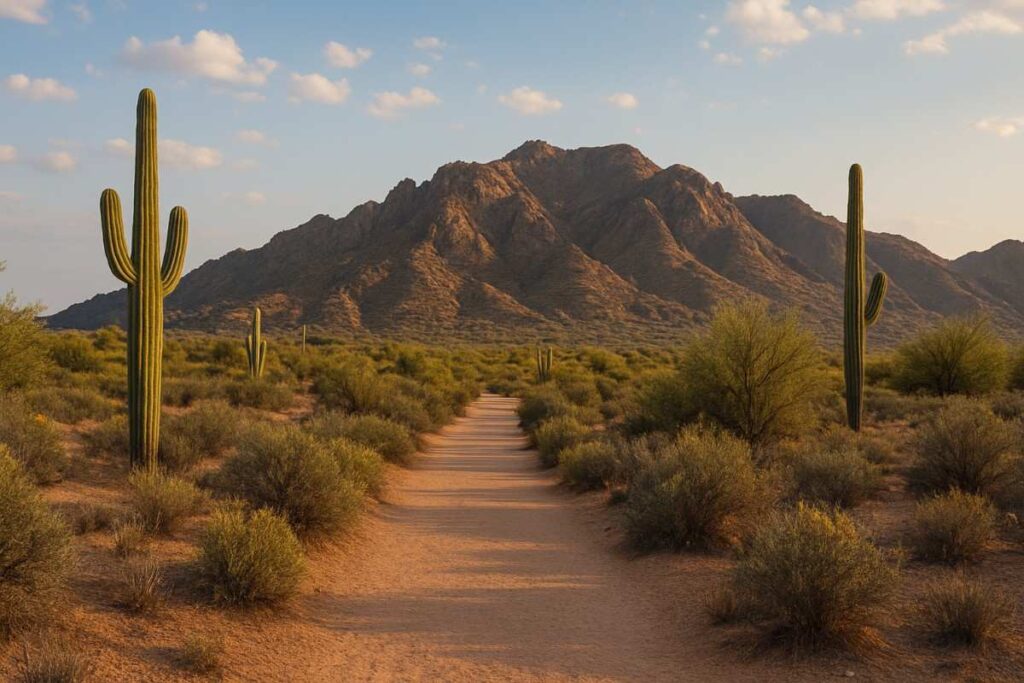 Peaceful desert scenery on Desert Park Trail in Scottsdale Arizona