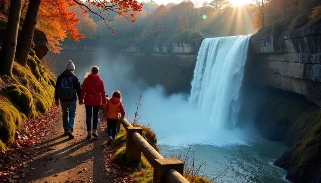 Gorge Scenic Loop hiking in Indiana at Clifty Falls State Park waterfall overlook