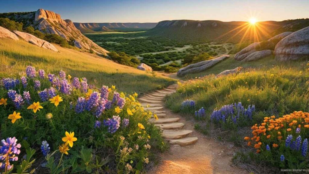 Hill Country Loop Trail, Texas – rugged landscape with rocky terrain, wildflowers, and scenic hills