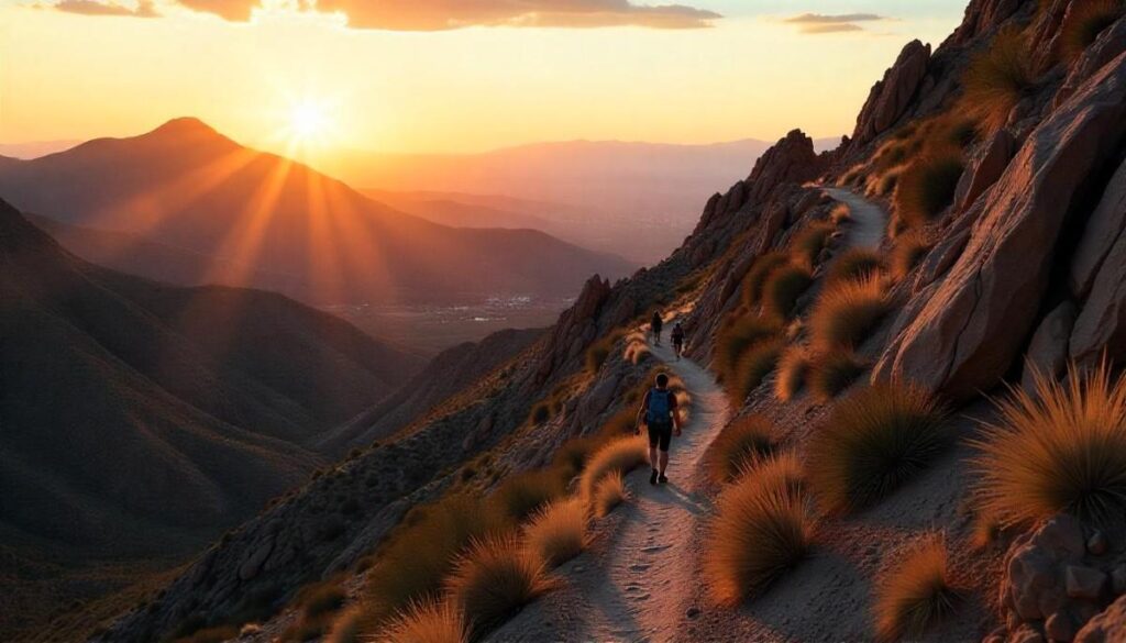 Iconic desert mountain trails like Pinnacle Peak and Camelback Mountain glowing at sunset in Scottsdale.