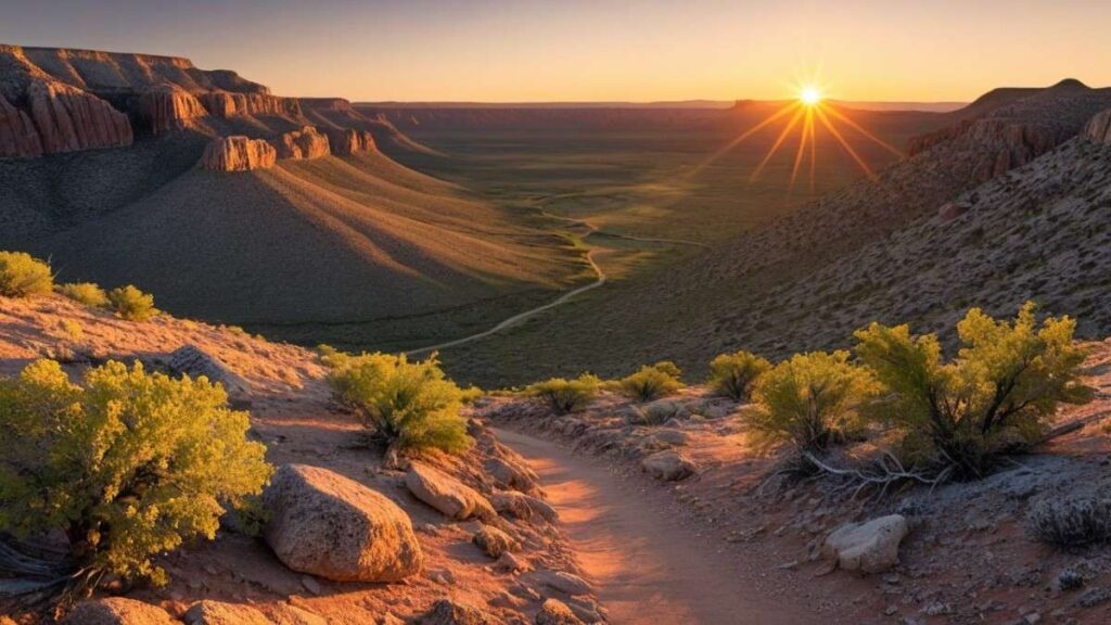 Longhorn Trail, West Texas – desert wilderness hike with rocky outcrops and sunrise lighting