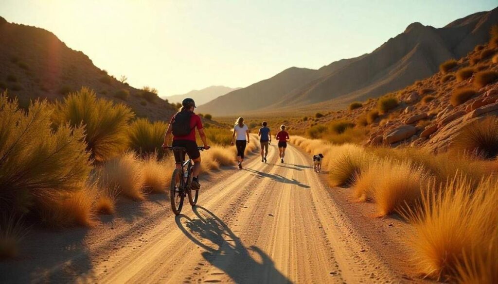 Multi-activity desert trail in Scottsdale used by hikers, bikers, runners, and walkers.