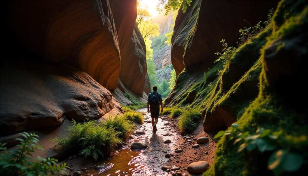 A scenic hiking trail near Denver, Colorado, showcasing dramatic rock formations, open meadows, and winding forest paths on the Eldorado Canyon.