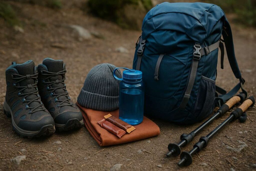Gears required for hiking.