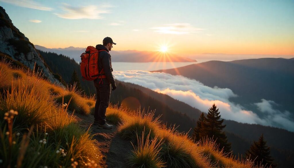 A scenic view along the Poo Poo Point via Mt. Si Highway in Seattle Washington, showcasing rugged red rock formations, desert vegetation, and the vast natural beauty of the American Southwest under a clear blue sky.