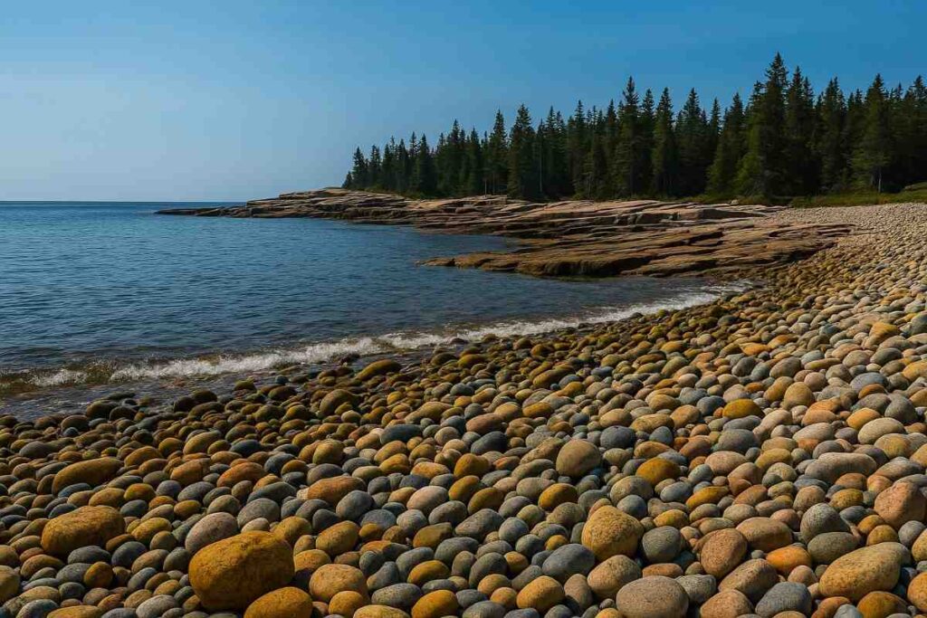 Scenic view from the Wonderland Trail in Acadia National Park featuring rugged terrain, coastal landscapes, and signature hiking scenery
