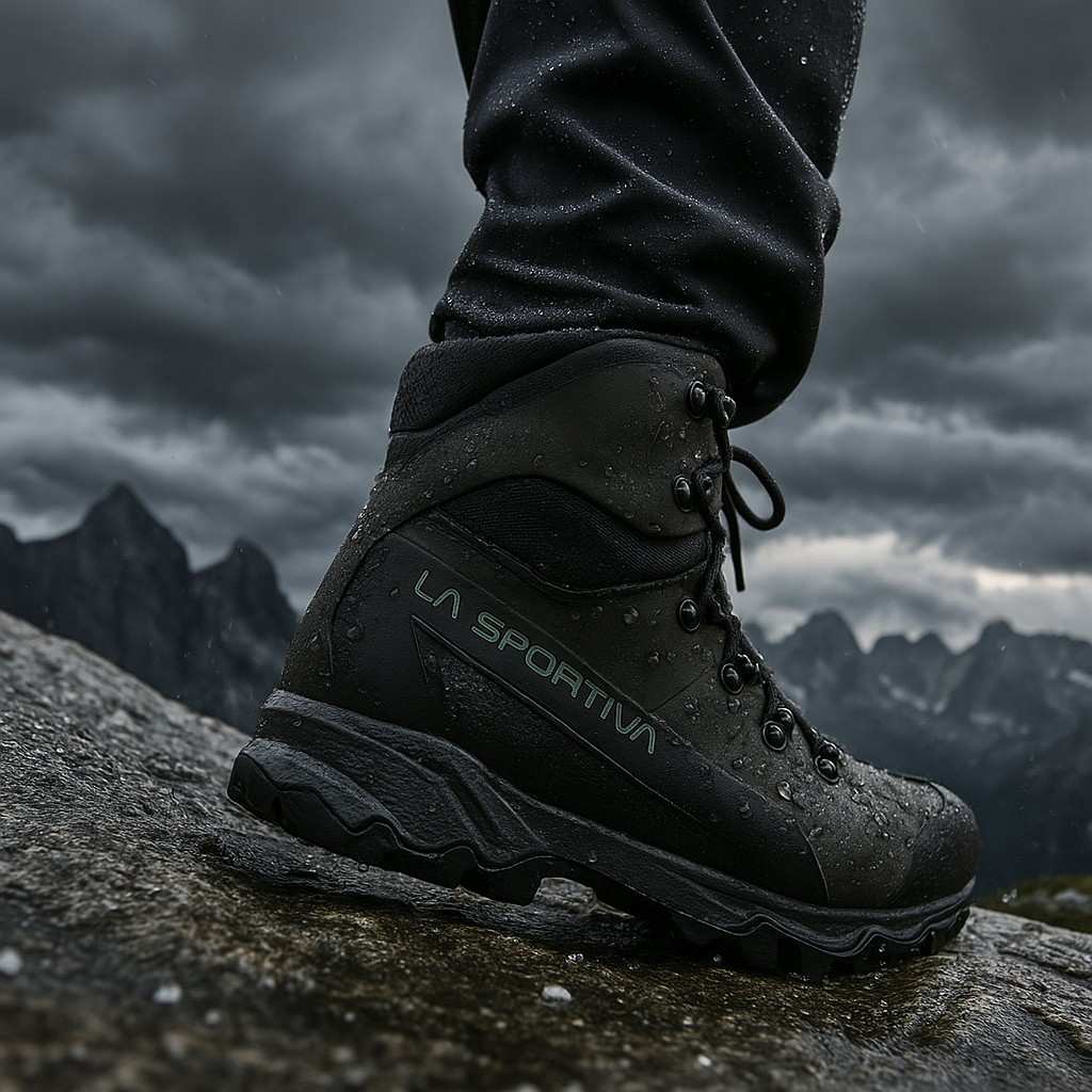 La Sportiva Nucleo High II GTX boot with breathable Gore-Tex Surround on alpine terrain.