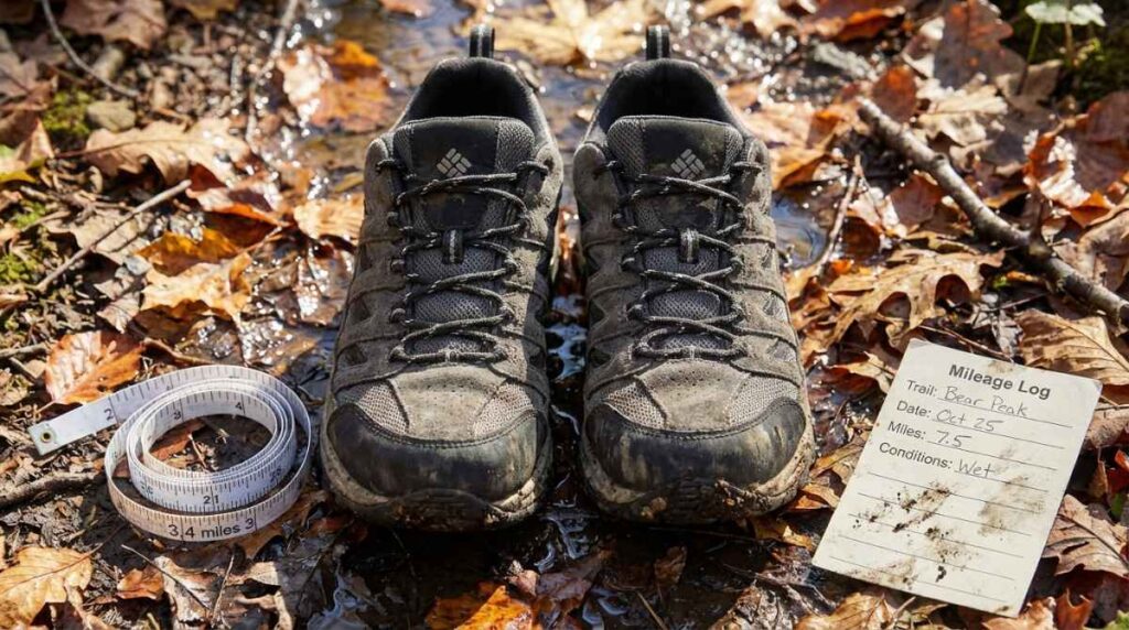 Columbia Crestwood pair placed on hiking trail. 