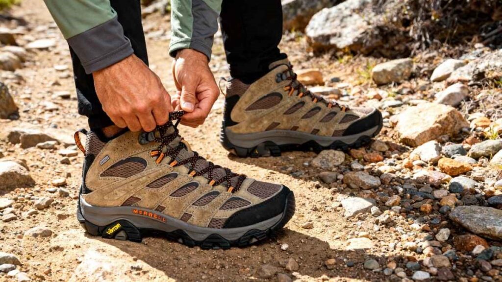 Close-up of Merrell Moab 3 Mid GTX.