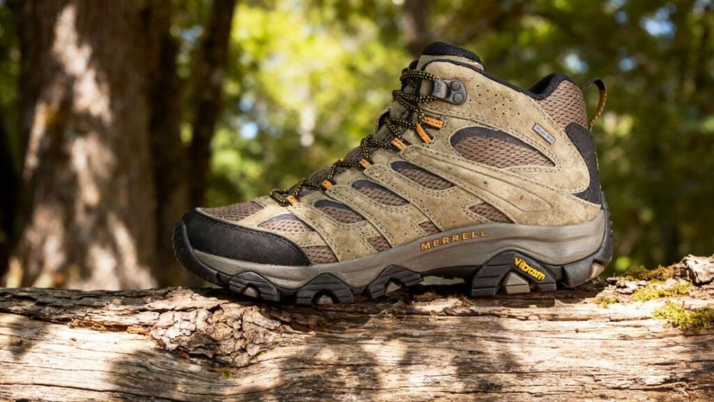 Merrell Moab 3 Mid GTX placed on a log. 