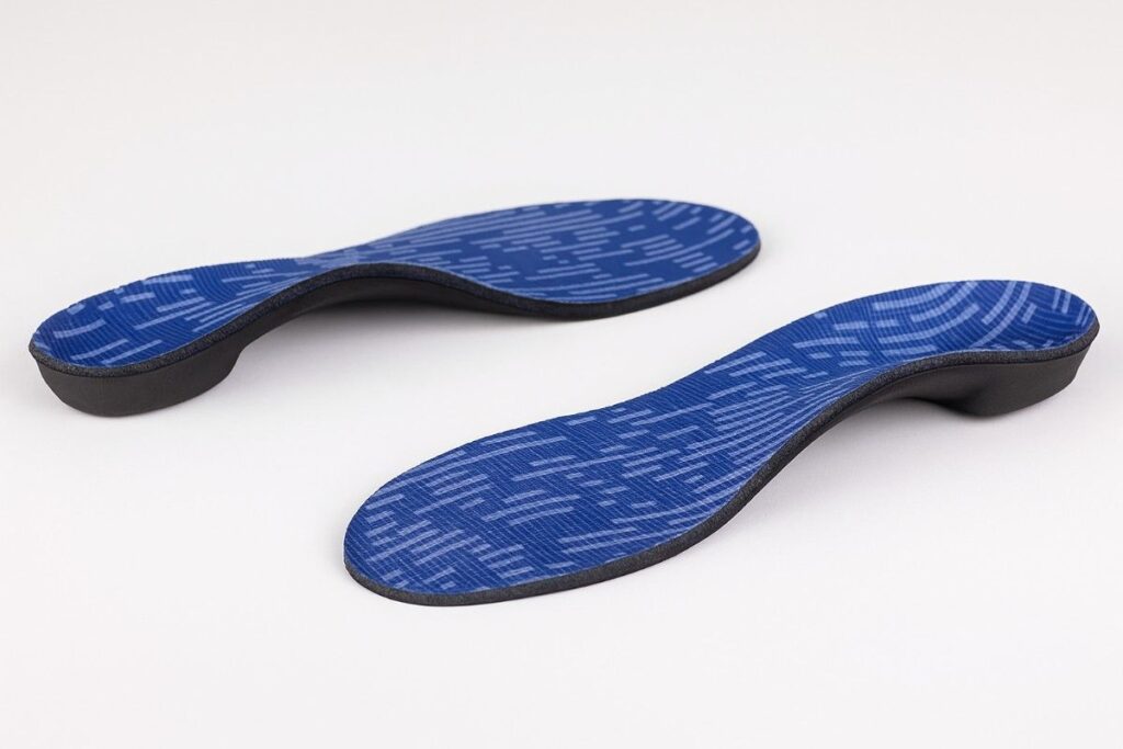 Powerstep Pinnacle Maxx insole for plantar fasciitis with firm arch support and deep heel cup.