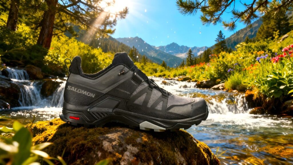 Salomon X Ultra 4 placed in an outdoor environment. 