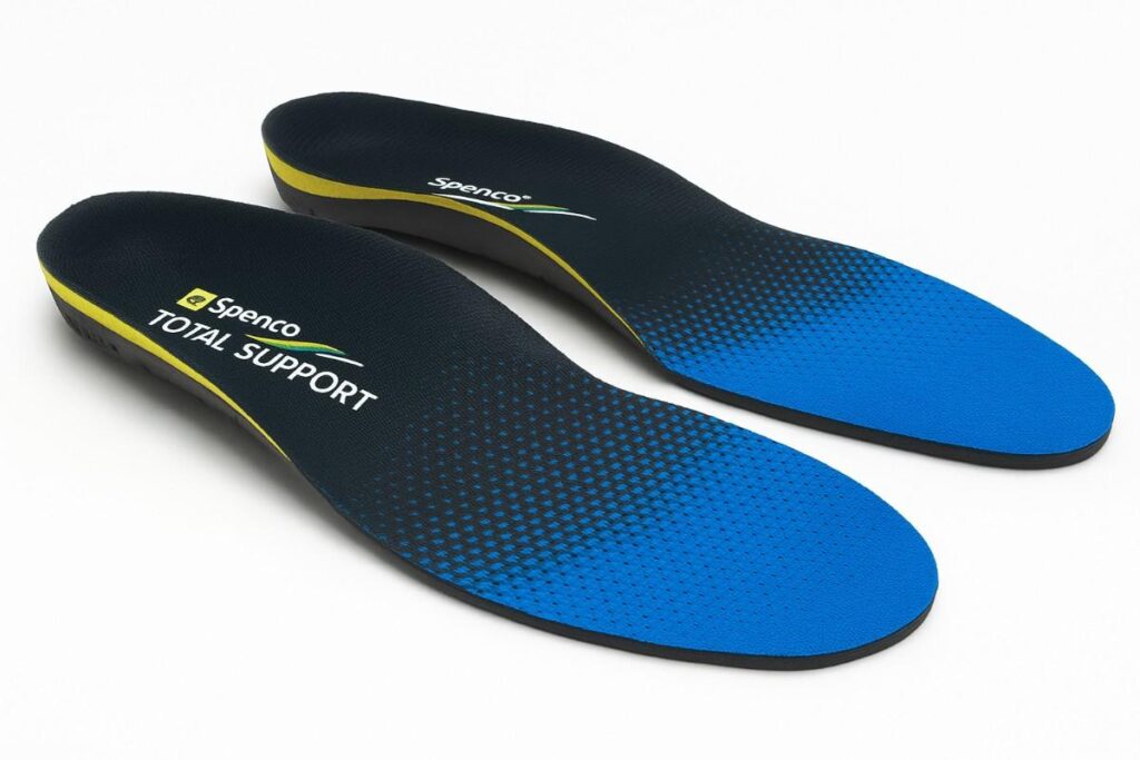 Spenco Total Support Max insole for wide feet with cushioned support and stable heel cup.
