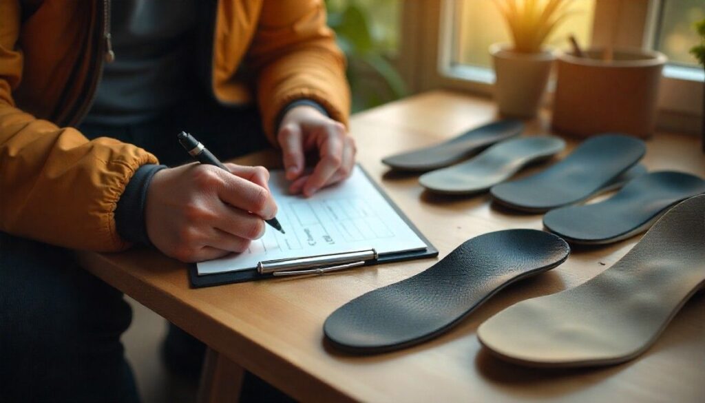 Hiker making notes to evaluate the best insoles for hiking.