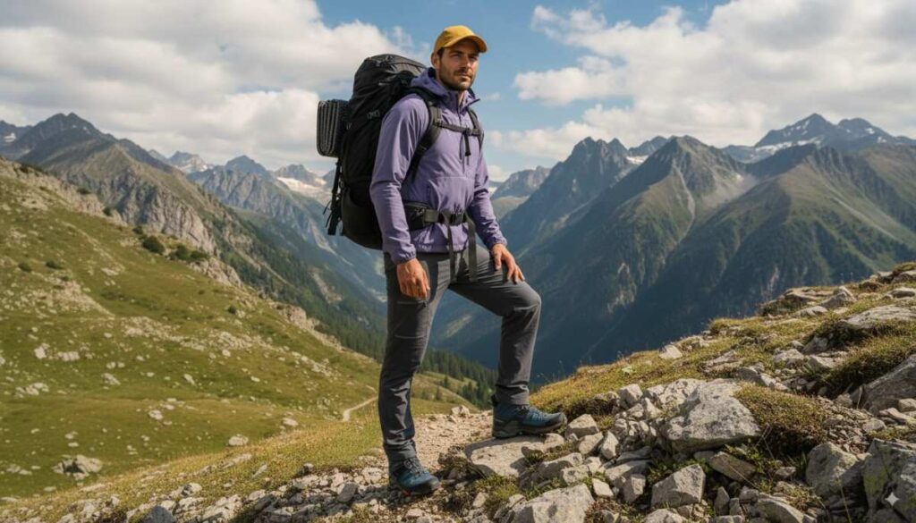 Ethan-hiker standing on mountain rocks wearing Salomon x ultra 4 mid gtx.