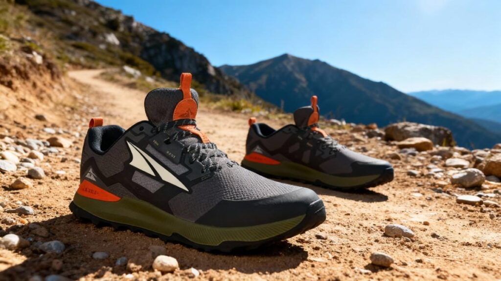 Altra Lone Peak 7 displayed on a mount dirt trail.