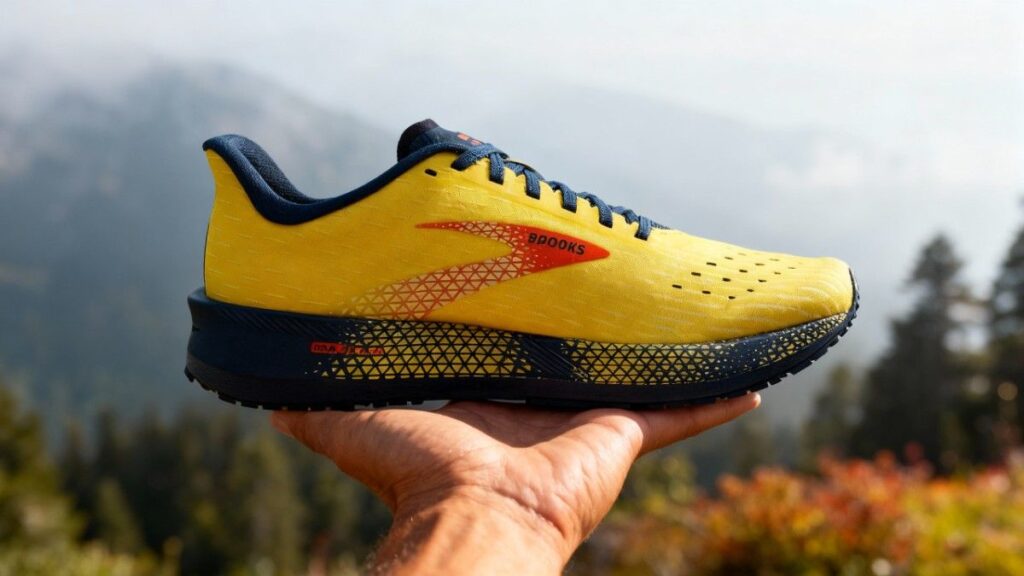 Brooks Hyperion Tempo on Hiker's hand.
