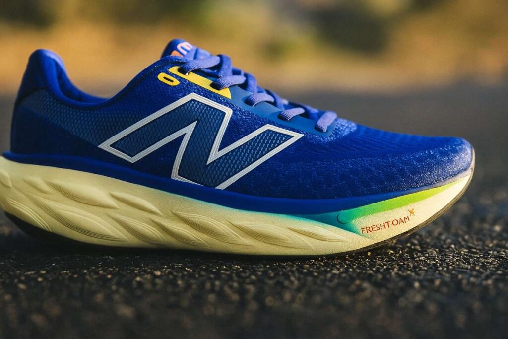 Close-up of New Balance Fresh Foam X 1080 v14 displayed on a road trail.