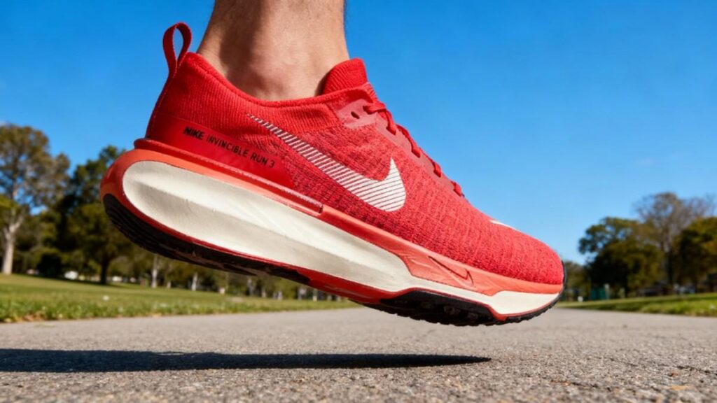 Close-up of hiker wearing Nike Invincible Run 3.