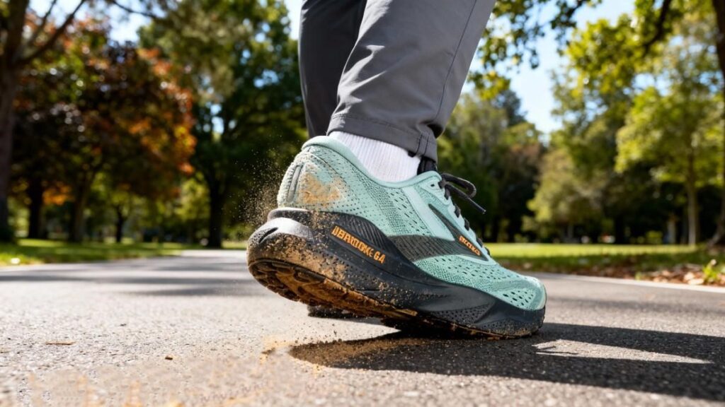Back view of hiker's legs wearing Brooks Adrenaline GTS 24.