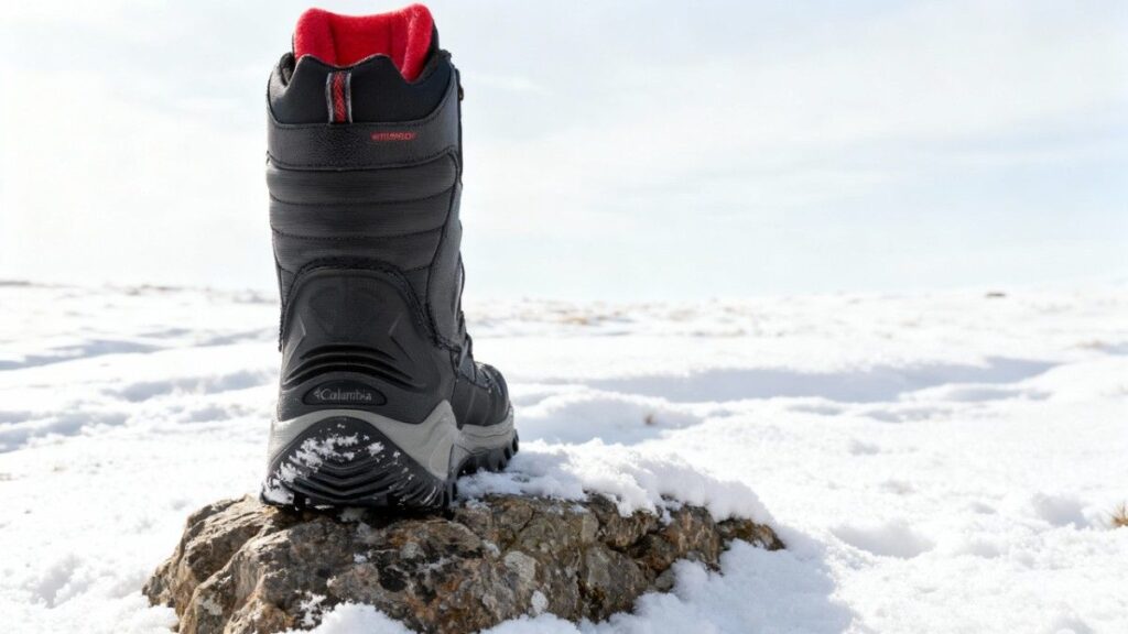 Heels view shot of Columbia Bugaboot III boot.