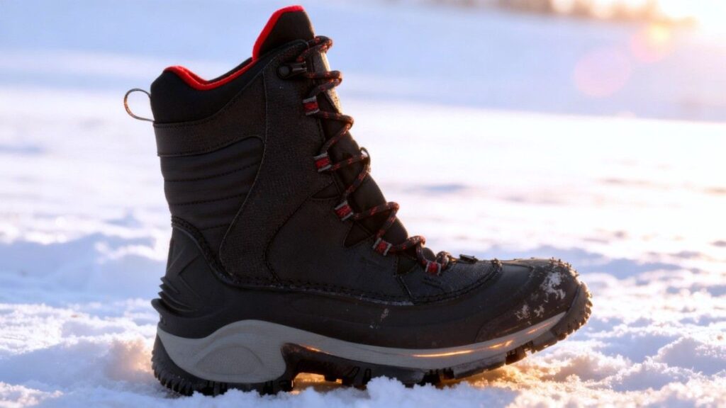 Columbia Bugaboot III placed on snow surface. 