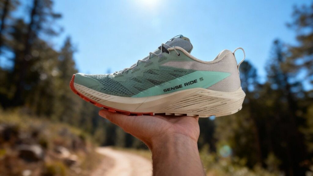 Salomon Sense Ride 5 on Hiker's palm.