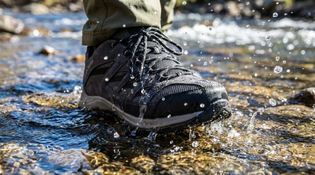 Close-up of hiker wearing Columbia Crestwood.