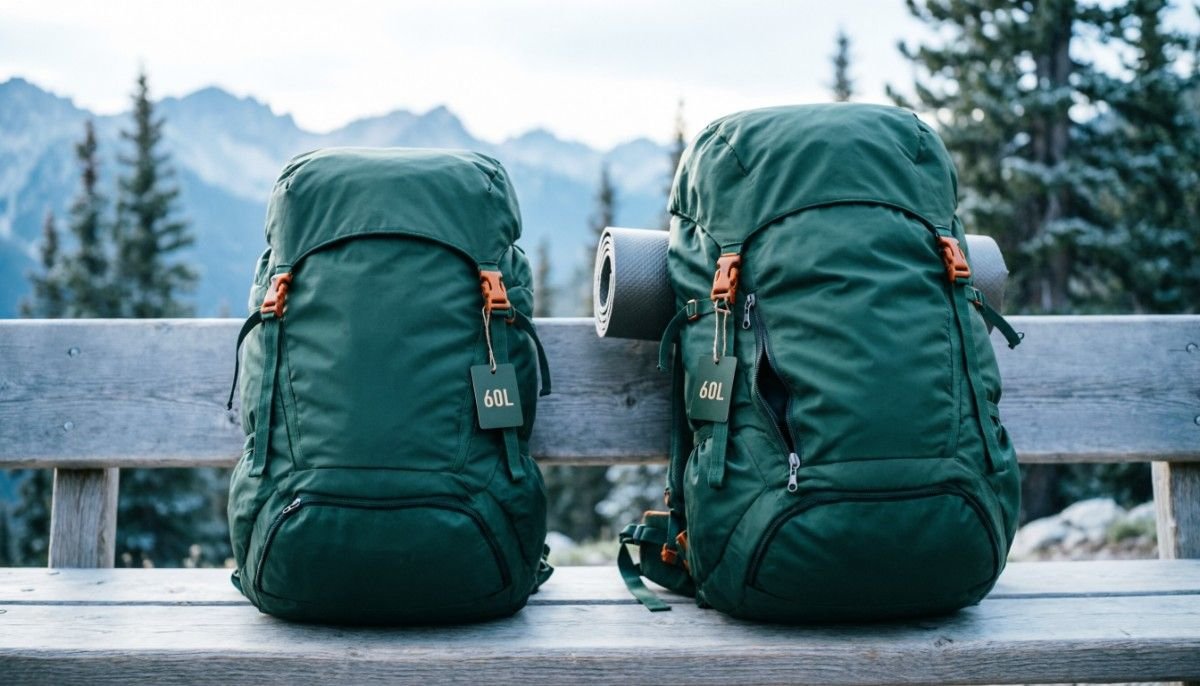 2 Backpack placed on bench.